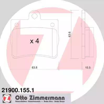 Колодки тормозные дисковые задние MERCEDES C Otto Zimmermann 21900.155.1