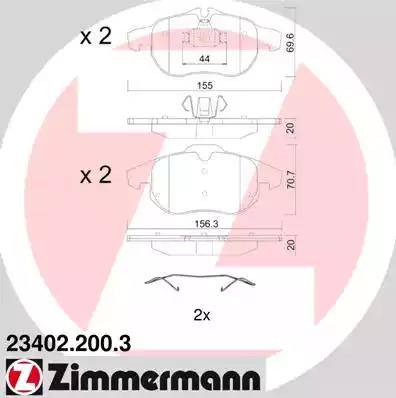 Колодки тормозные дисковые передние FIAT Croma Otto Zimmermann 23402.200.3