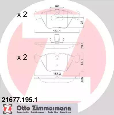 Колодки тормозные дисковые передние BMW 5 Otto Zimmermann 21677.195.1