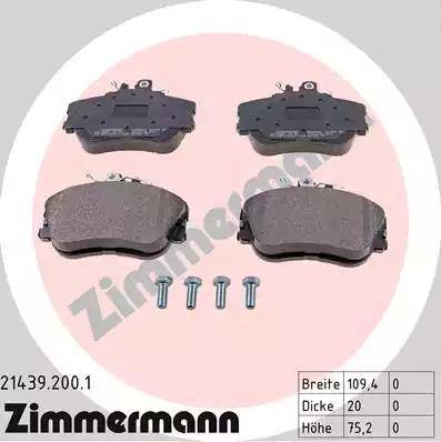 Колодки тормозные дисковые передние MERCEDES C Otto Zimmermann 21439.200.1