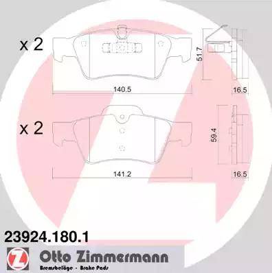 Колодки тормозные дисковые задние MERCEDES GL Otto Zimmermann 23924.180.1