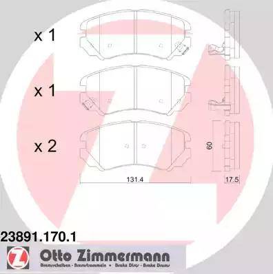 Колодки тормозные дисковые передние HONDA Insight Otto Zimmermann 23891.170.1