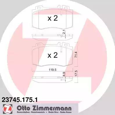 Колодки тормозные дисковые передние MERCEDES CLK Otto Zimmermann 23745.175.1