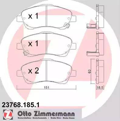 Колодки тормозные дисковые передние TOYOTA Avensis Otto Zimmermann 23768.185.1