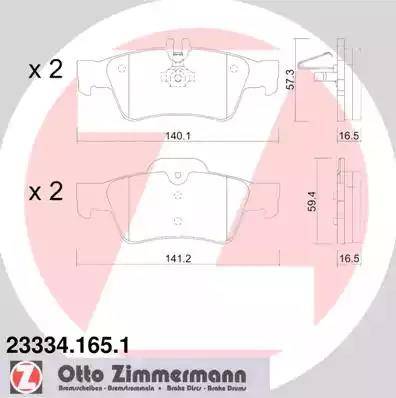 Колодки тормозные дисковые задние MERCEDES CL Otto Zimmermann 23334.165.1