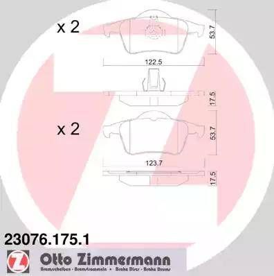 Колодки тормозные дисковые задние VOLVO S60 Otto Zimmermann 23076.175.1