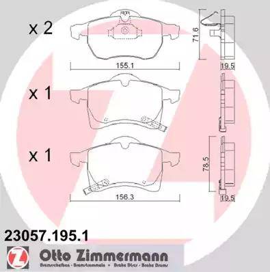Колодки тормозные дисковые передние Opel Astra Otto Zimmermann 23057.195.1