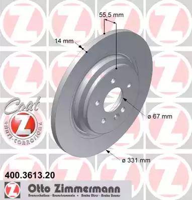 Диск тормозной задний MERCEDES-BENZ M-CLASS Otto Zimmermann 400.3613.20, D=331 мм