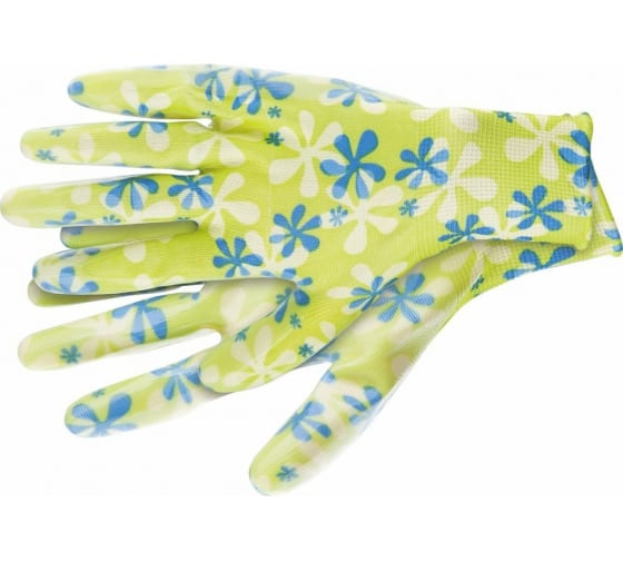 Садовые перчатки из полиэстера с нитриловым обливом PALISAD 67741 (зеленые, S)
