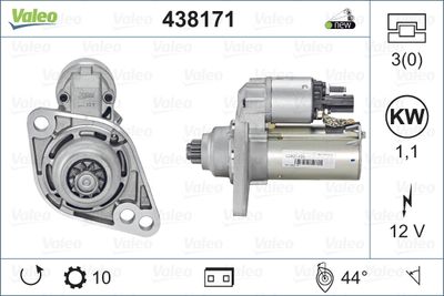 Стартер для AUDI TT 12В 1.1кВт Valeo 438 171