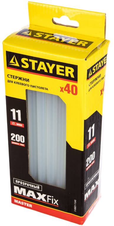 Стержни STAYER MASTER 2-06821-T-S40 прозрачные по стеклу и пластику (11х200 мм, 40 штук)