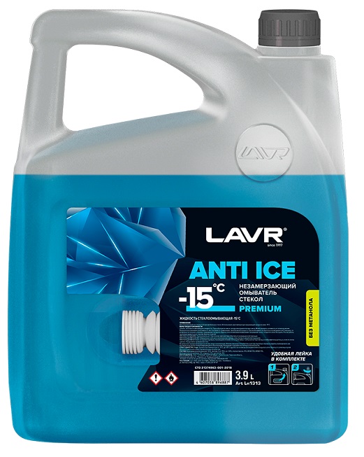 Незамерзающий омыватель стекол Anti Ice Premium LAVR LN1313, -15°С, 3.9 л