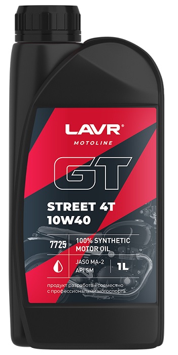 Моторное масло GT STREET 4T 10W-40 LAVR LN7725, 1 л 