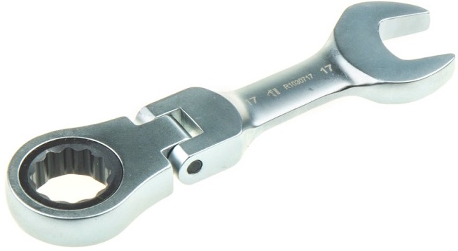 Ключ комбинированный трещоточный ARNEZI R1030717, шарнирный, короткий, 17 мм