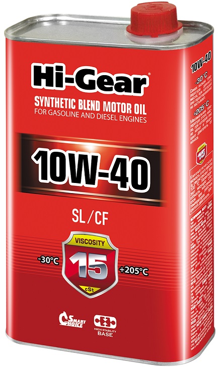Масло моторное полусинтетическое HI-Gear HG1110, SL/CF, 10W-40, 1 л 