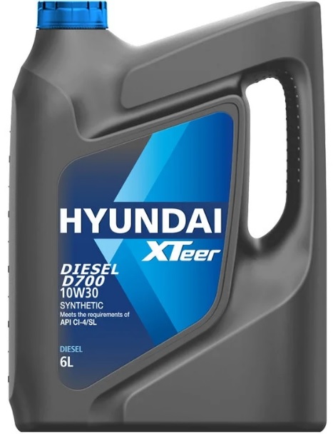 Масло моторное синтетическое Hyundai Xteer 1061002, Diesel D700, CI-4/SL, 10W-30, 6 л 