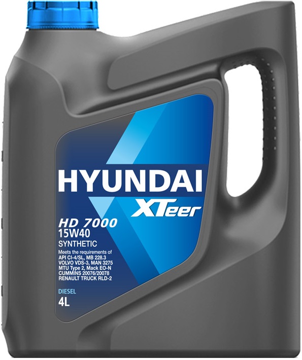Масло моторное Hyundai Xteer 1041007, HD 7000, CI-4, 15W-40, 4 л 