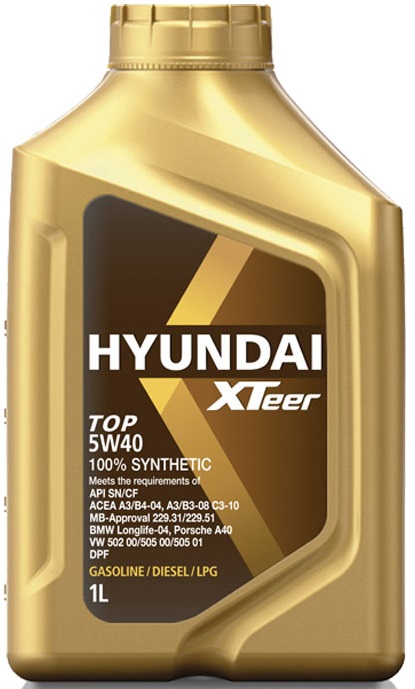 Масло моторное синтетическое Hyundai Xteer 1011001, TOP, 5W-40, 1 л 