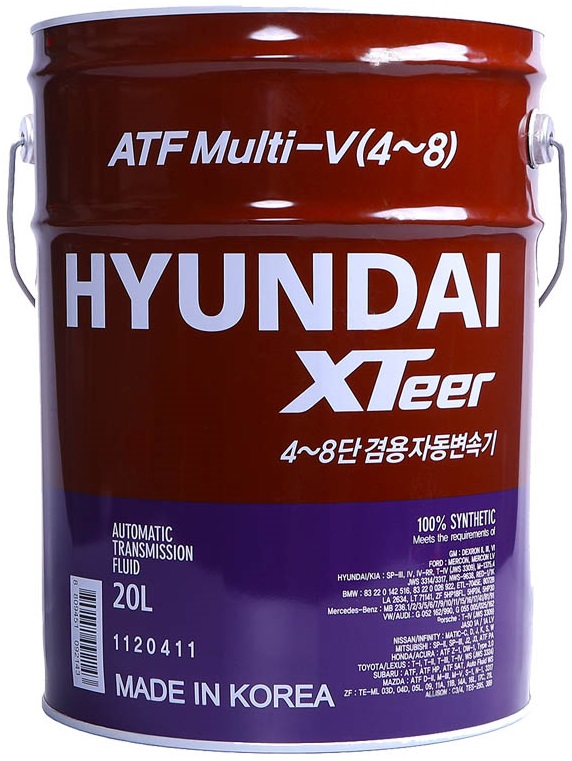 Масло трансмиссионное синтетическое Hyundai XTeer 1120411, ATF Multi-V, 20 л