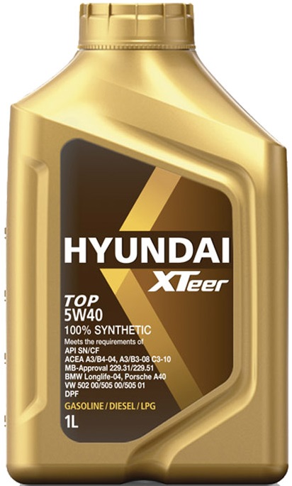 Масло моторное синтетическое Hyundai XTeer 1041013, Top, 5W-40, 4 л