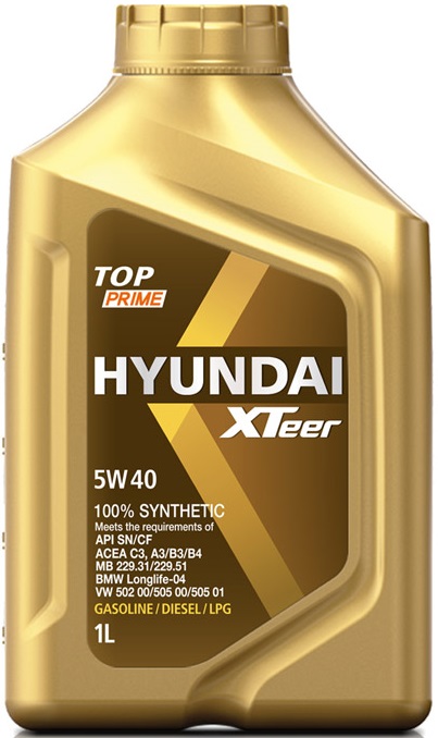 Масло моторное синтетическое Hyundai XTeer 1041116, TOP Prime, 5W-40, 4 л