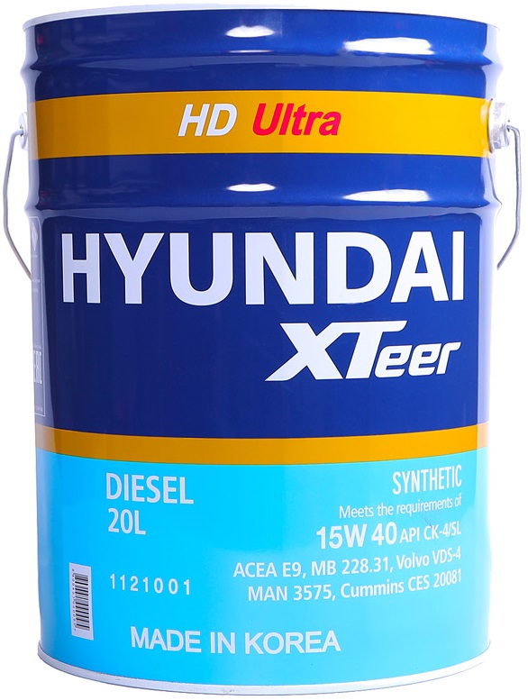 Масло моторное синтетическое Hyundai XTeer 1121001, Diesel HD Ultra, 15W-40, 20 л