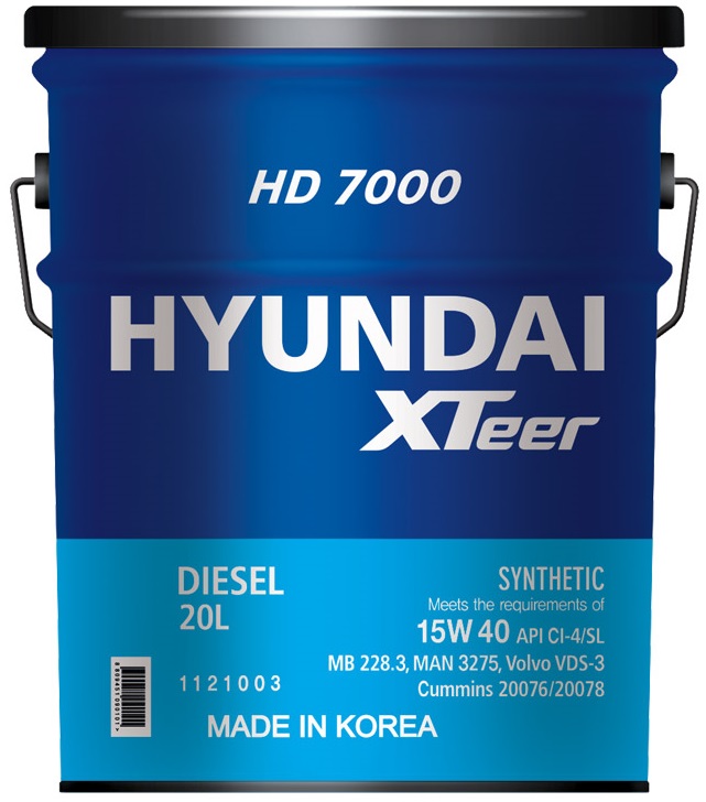 Масло моторное синтетическое Hyundai XTeer 1121003, Heavy Duty 7000, CI-4, 15W-40, 20 л