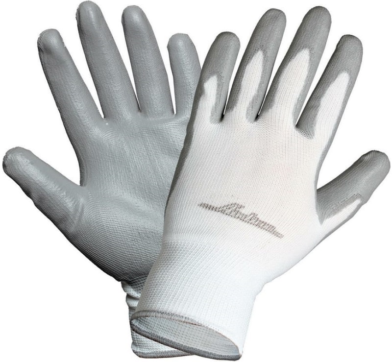 Полиэфирные перчатки Airline ADWG001, с цельным ПУ-покрытием ладони, белый/серый