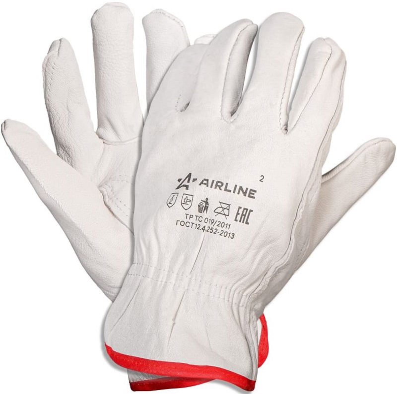 Водительские перчатки Airline ADWG104, натуральная мягкая кожа, размер L, белые