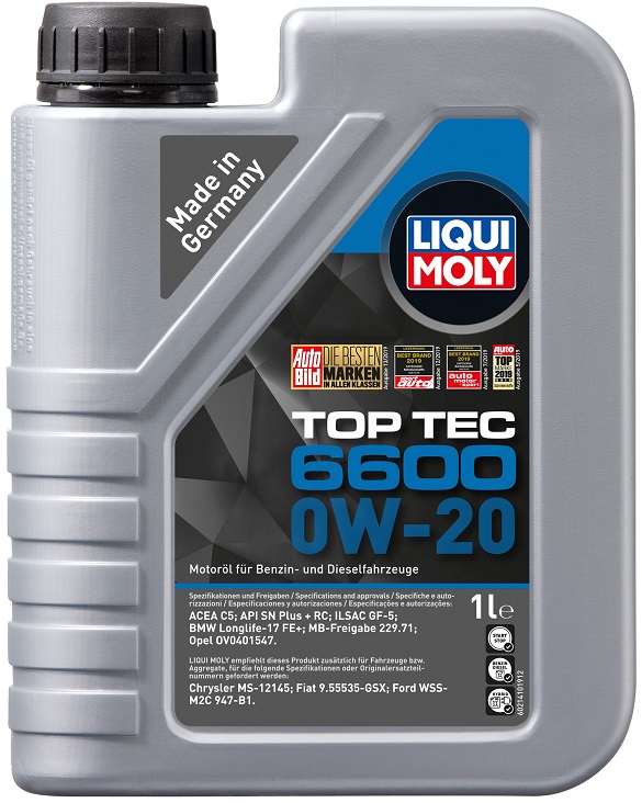 Масло моторное синтетическое Liqui Moly 21410 Top Tec 6600, 0W-20, 1 л