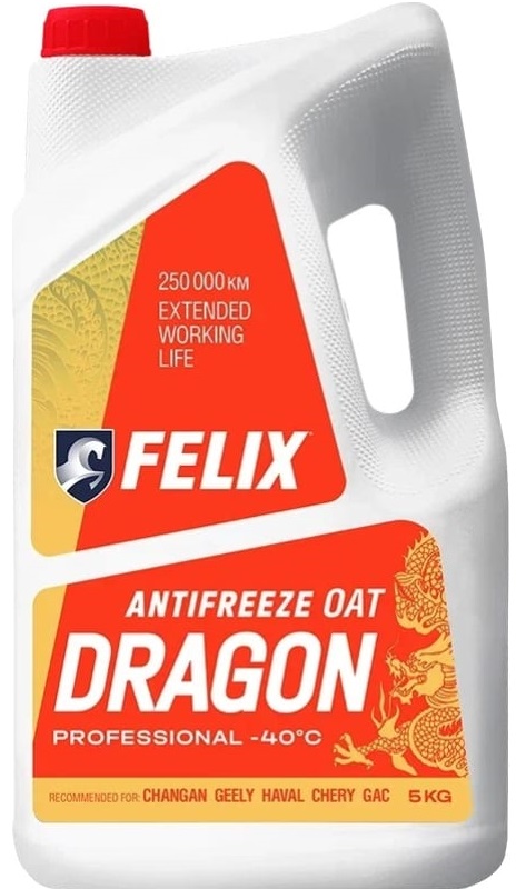 Антифриз Dragon Felix 430206405, G12+, красный, 5 кг 