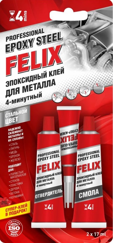 Эпоксидный клей для металла FELIX 411040063, 34 гр