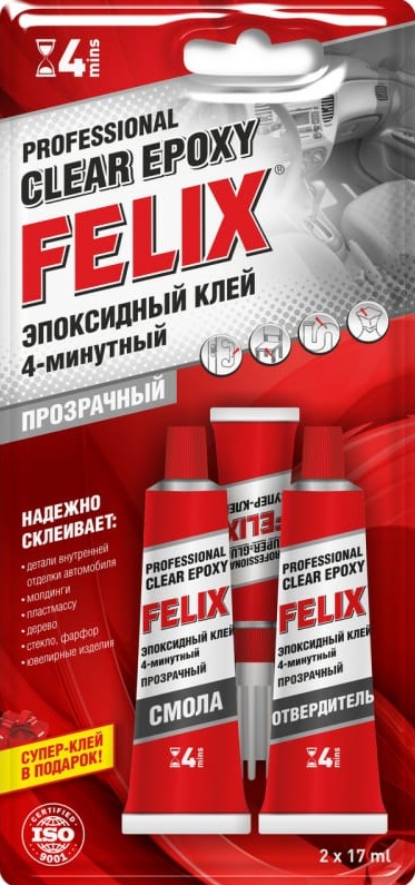 Эпоксидный клей FELIX 411040064, прозрачный, 34 гр