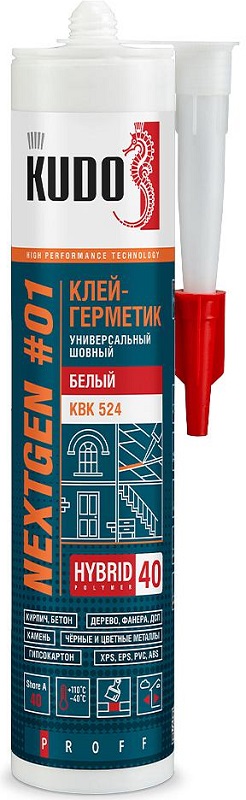 Клей-герметик универсальный Kudo KBK-524, белый, 280 мл