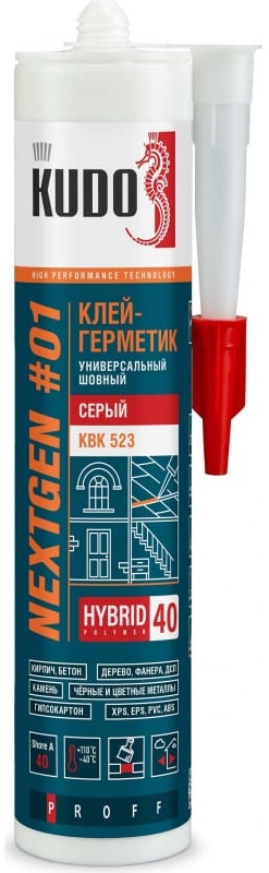 Клей - герметик универсальный KUDO KBK-523, шовный, серый, 280 мл 