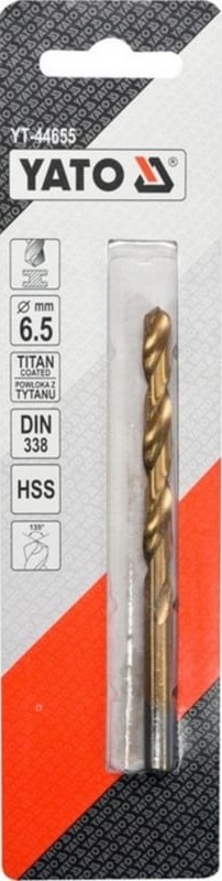 Сверло по металлу YATO YT-44655, HSS-TiN, 6.5 мм