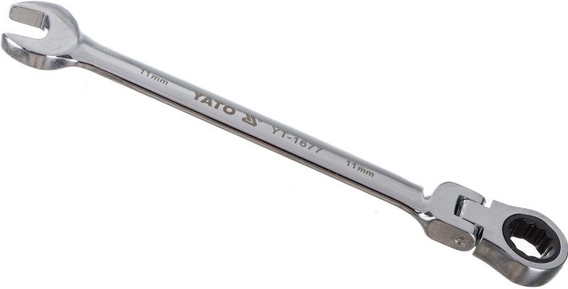 Ключ комбинированный трещеточный YATO YT-1677, с шарниром, 11 мм