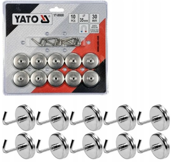 Крючки магнитные для тележки YATO YT-08690, 35 мм, 10 шт