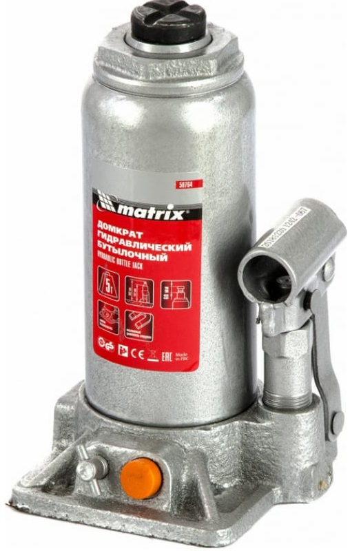 Домкрат гидравлический бутылочный MATRIX 50764, 5 т