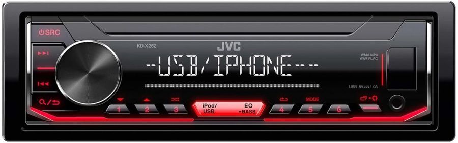 Автомагнитола JVC KD-X262, USB, 1DIN, 4x50Вт