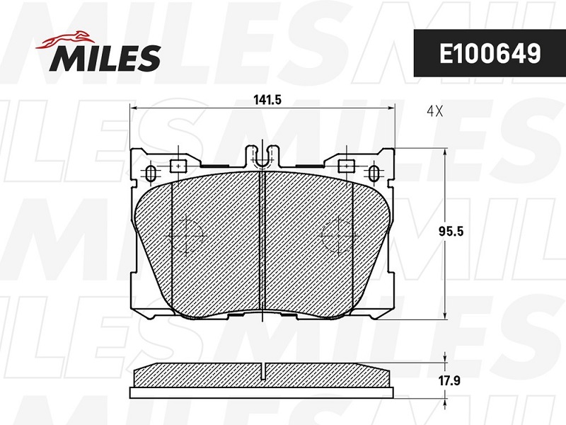 Колодки тормозные, дисковые MERCEDES-BENZ C-CLASS Miles E100649