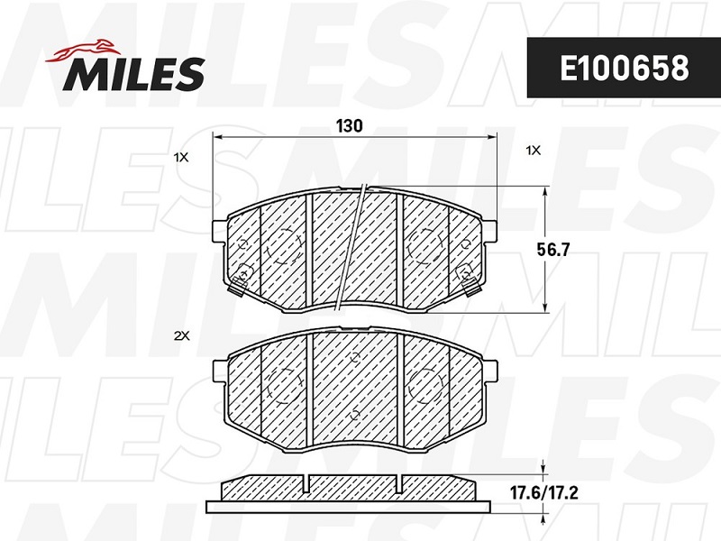 Колодки тормозные, дисковые KIA SOUL Miles E100658