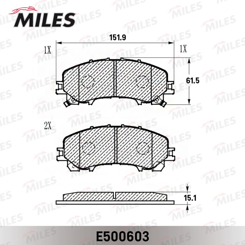 Колодки тормозные, дисковые NISSAN X-TRAIL Miles E500603