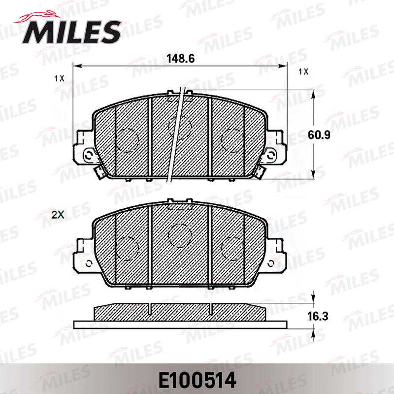 Колодки тормозные, дисковые HONDA ACCORD Miles E100514