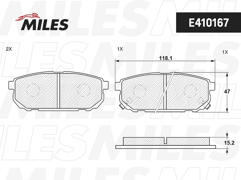 Колодки тормозные, дисковые KIA SORENTO Miles E410167