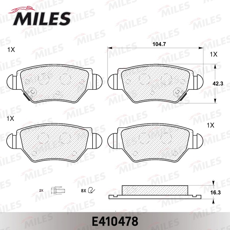 Колодки тормозные, дисковые OPEL ASTRA Miles E410478