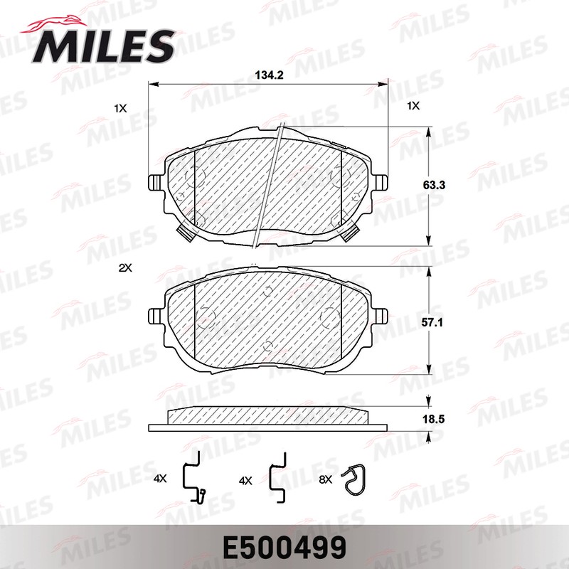 Колодки тормозные, дисковые TOYOTA AURIS Miles E500499