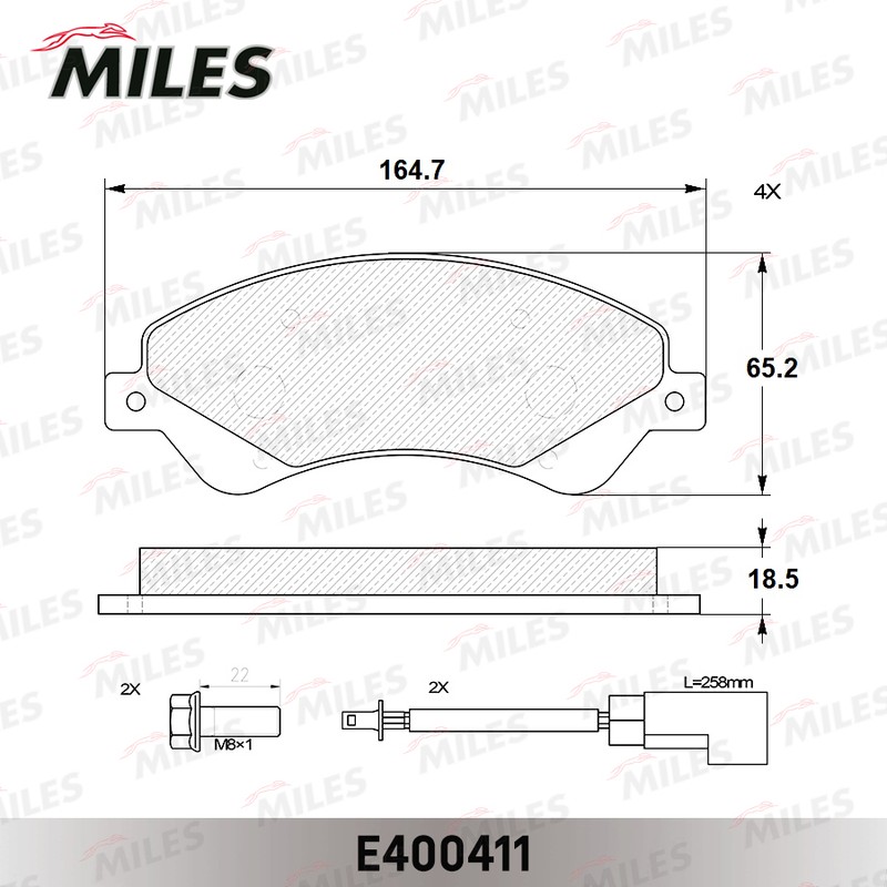 Колодки тормозные, дисковые FORD TRANSIT Miles E400411