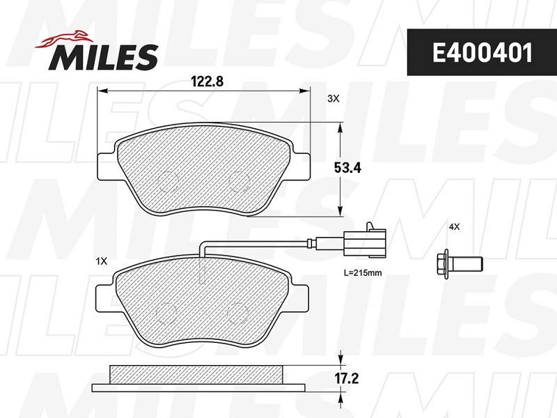 Колодки тормозные, дисковые FIAT ALBEA Miles E400401