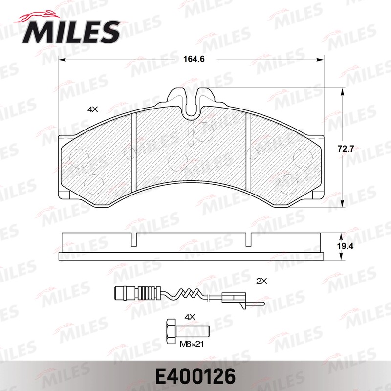 Колодки тормозные, дисковые VOLKSWAGEN T5 Miles E400116